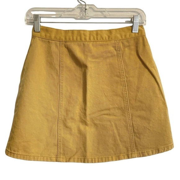 Urban Outfitters BDG Size Small Snap Front Mini Skirt A-Line Mustard Boho - Picture 3 of 6